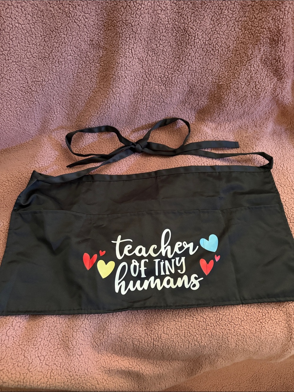 Black "Teacher of Tiny Humans" Half Apron